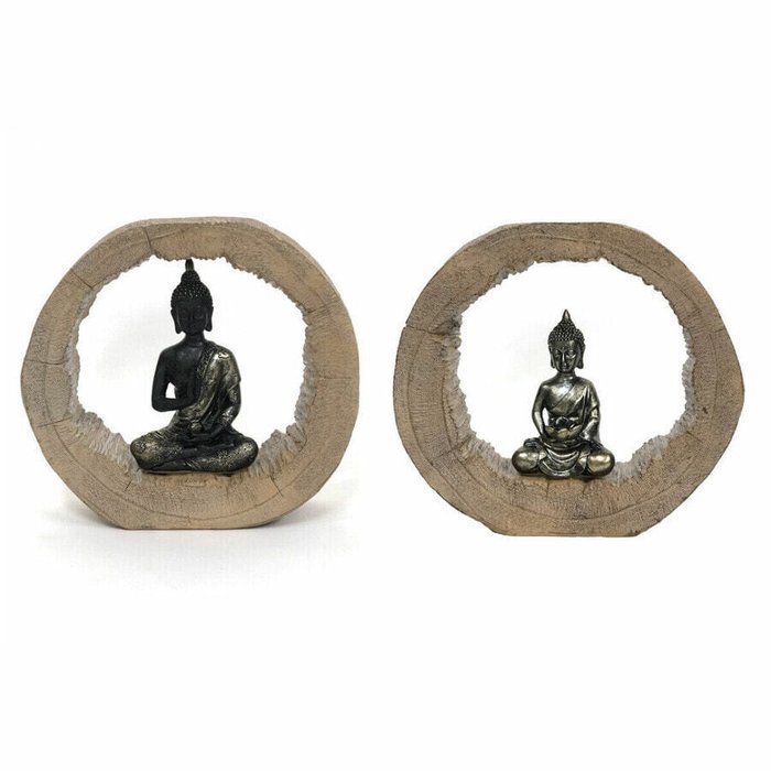 Декоративная фигура DKD Home Decor Чёрный Натуральный Будда 20,5 x 6 x 18,5 cm (2 штук)