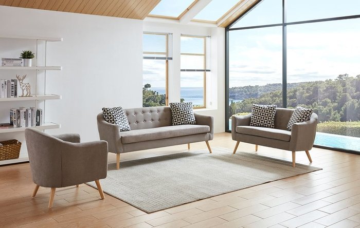 Прямой диван Florence L серо-бежевого цвета - купить Прямые диваны по цене 45850.0