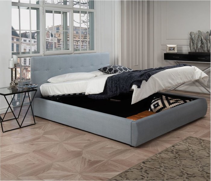Кровать Selesta 180х200 с подъемным механизмом и матрасом серого цвета - купить Кровати для спальни по цене 40400.0