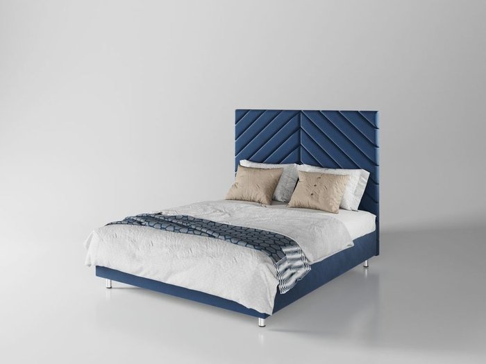 Кровать Мичиган 200х200 тёмно-синего цвета  с подъемным механизмом