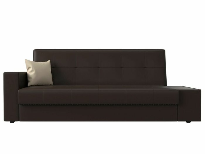 Диван-кровать Лига 020 темно-коричневого цвета со столиком справа (экокожа) - купить Прямые диваны по цене 23999.0