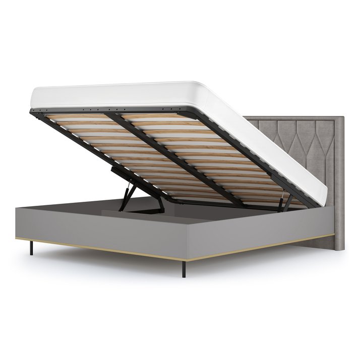 Кровать Капри-2 160х200 серого цвета с подъёмным основанием - купить Кровати для спальни по цене 36698.0