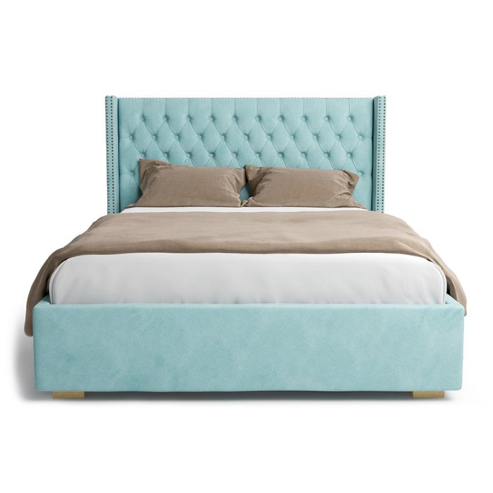  Кровать Stella с подъемным механизмом голубого цвета 200х200 - лучшие Кровати для спальни в INMYROOM