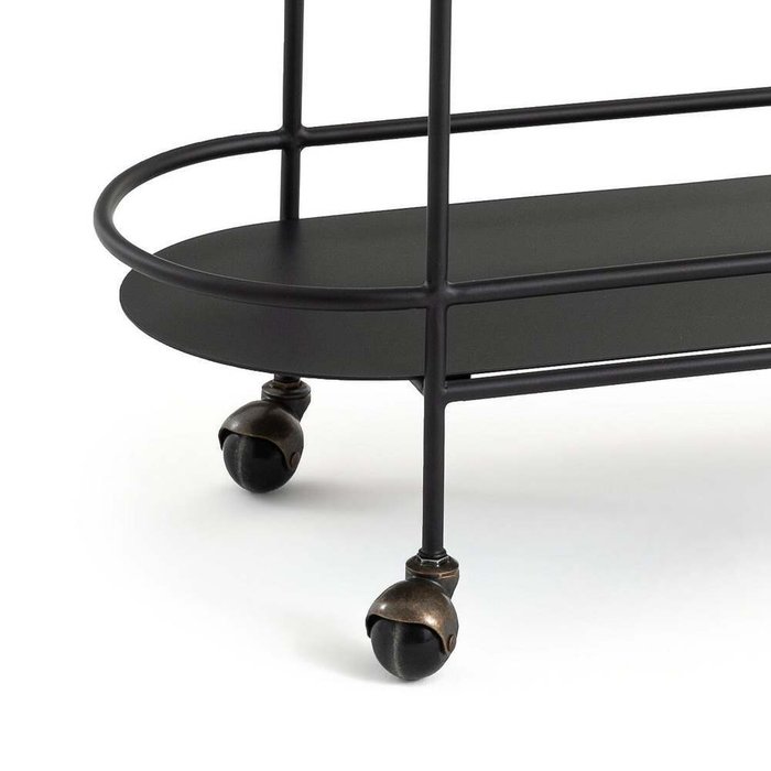 Стол сервировочный на колесиках под мрамор Alma черного цвета - лучшие Сервировочные столики в INMYROOM