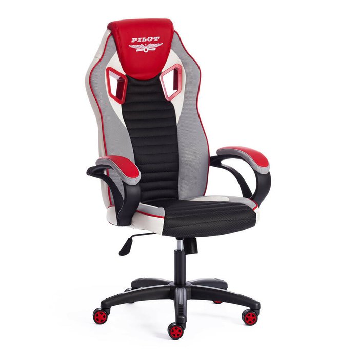 Кресло офисное Pilot серо-красного цвета