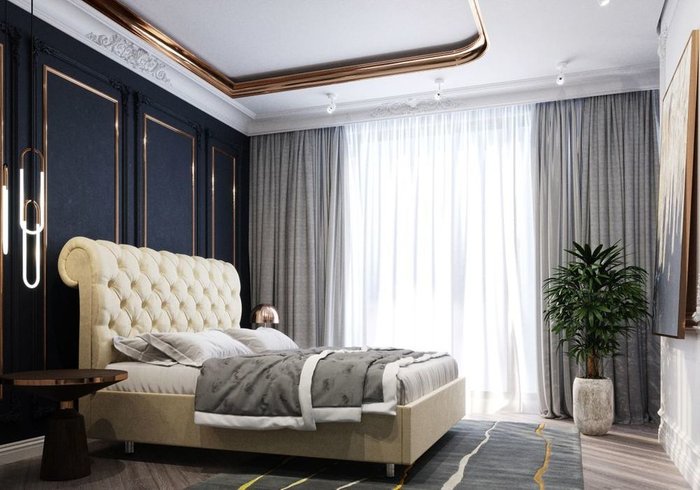 Кровать Версаль 140х200 тёмно-синего цвета  с подъемным механизмом - купить Кровати для спальни по цене 31970.0
