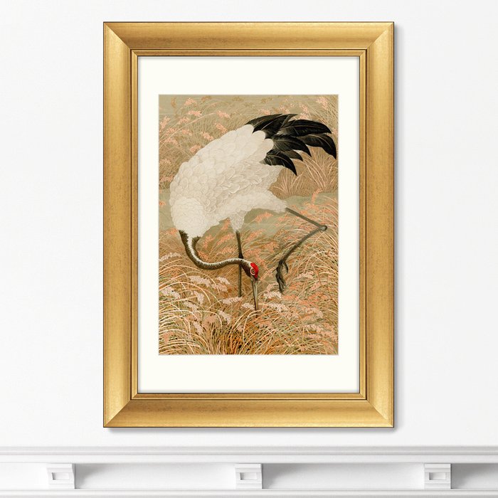 Репродукция картины в раме Sarus crane in rice field, 1884г.