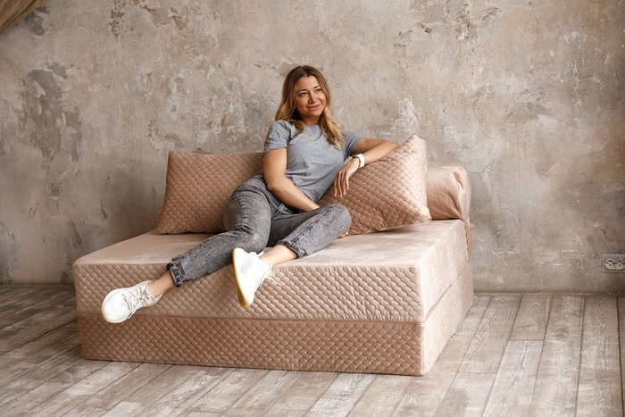 Бескаркасный диван-кровать Puzzle Bag XL бежевого цвета - лучшие Бескаркасная мебель в INMYROOM
