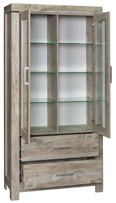 Шкаф Гранде бежево-серого цвета - купить Шкафы витринные по цене 35815.0
