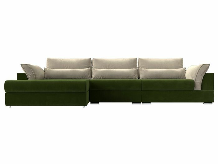 Угловой диван-кровать Пекин Long бежево-зеленого цвета угол левый - купить Угловые диваны по цене 109999.0
