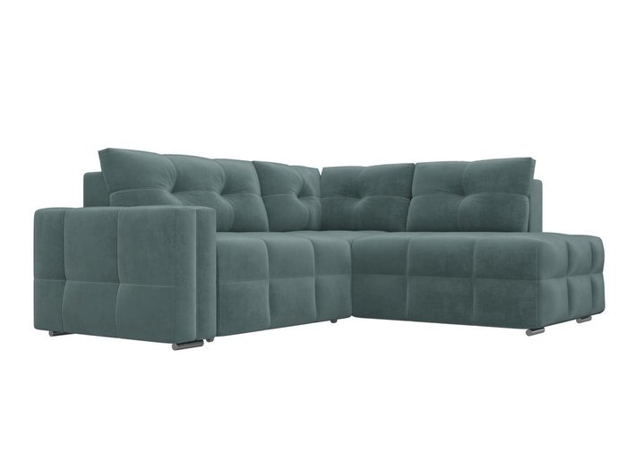 Угловой диван-кровать Леос бирюзового цвета - лучшие Угловые диваны в INMYROOM