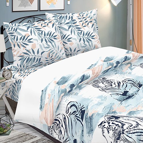 КПБ 'Традиция' дуэт, поплин, 100% хлопок, пл. 118 гр./кв.м., 'Дикие кошки'