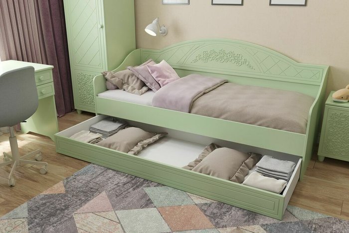 Кровать Соня Премиум 80х200 светло-зеленого цвета - купить Одноярусные кроватки по цене 21842.0