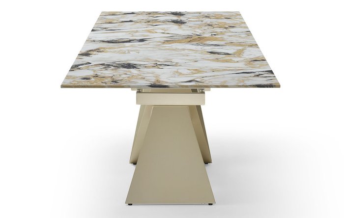 Раздвижной обеденный стол Portofino Champagne 160х90 серо-бежевого цвета - лучшие Обеденные столы в INMYROOM