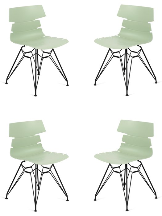 Набор из четырех стульев Hansen светло-зеленого цвета