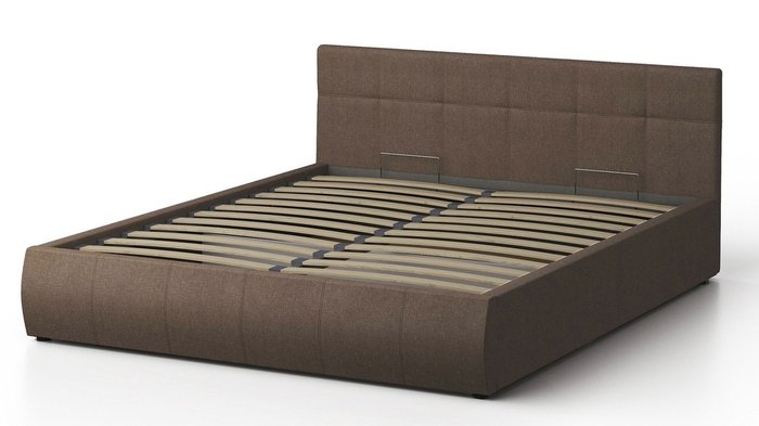 Кровать Венера-1 140х190 коричневого цвета с подъемным механизмом (рогожка) - купить Кровати для спальни по цене 26624.0
