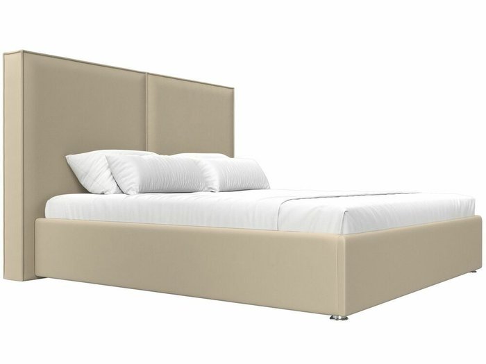 Кровать Аура 180х200 бежевого цвета с подъемным механизмом (экокожа) - лучшие Кровати для спальни в INMYROOM