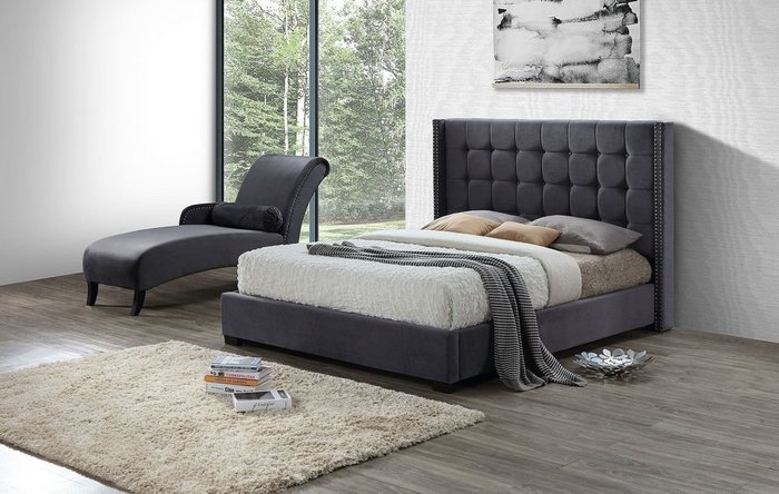 Двухспальная кровать Jasmine серого цвета 160х200 - лучшие Кровати для спальни в INMYROOM