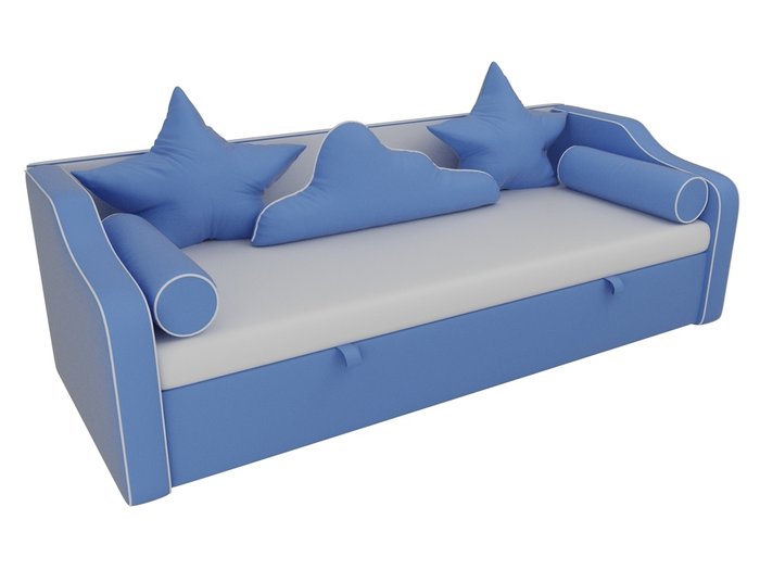 Прямой диван-кровать Рико голубого цвета (экокожа) - лучшие Прямые диваны в INMYROOM
