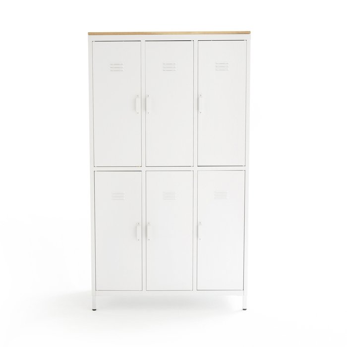 Шкаф с дверками из металла и дуба Hiba белого цвета - лучшие Шкафы распашные в INMYROOM