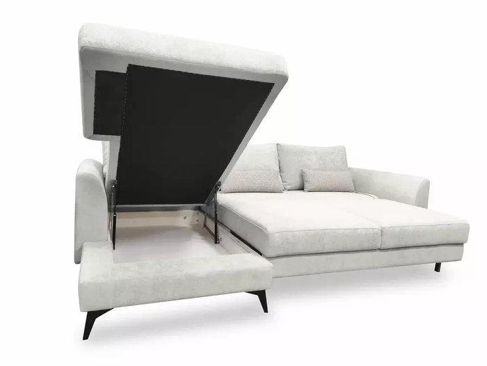 Угловой диван-кровать Лондон светло-серого цвета - лучшие Угловые диваны в INMYROOM