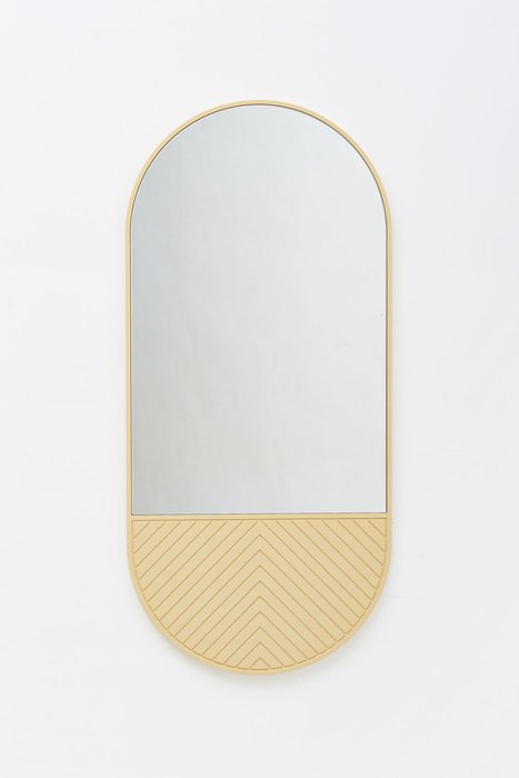 Овальное настенное зеркало с орнаментом Toffee бежевого цвета