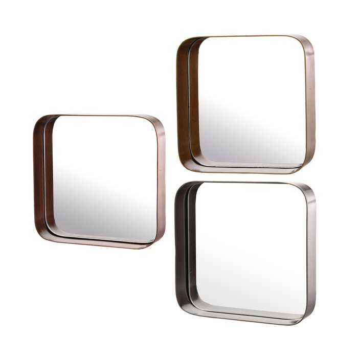 Набор из трех зеркал Edge squares с квадратной металлической рамой