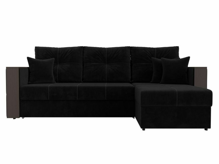 Угловой диван-кровать Валенсия черного цвета правый угол - купить Угловые диваны по цене 42999.0