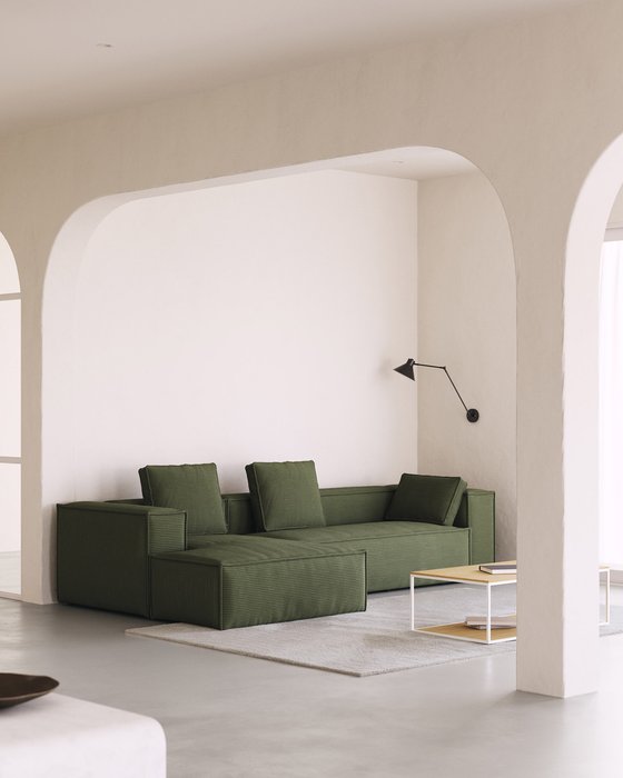 Угловой диван Blok 330 зеленого цвета левый - купить Угловые диваны по цене 451990.0