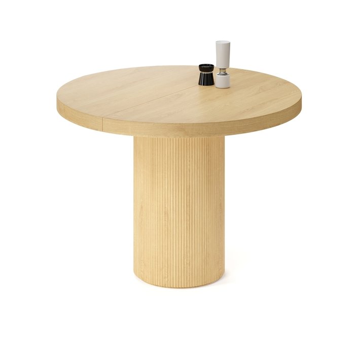 Обеденный стол раздвижной Тиаки S бежевого цвета из массива - лучшие Обеденные столы в INMYROOM
