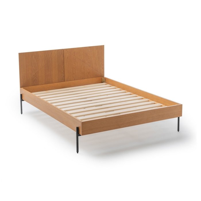 Кровать с кроватным основанием Lodge 140x190 коричневого цвета - лучшие Кровати для спальни в INMYROOM