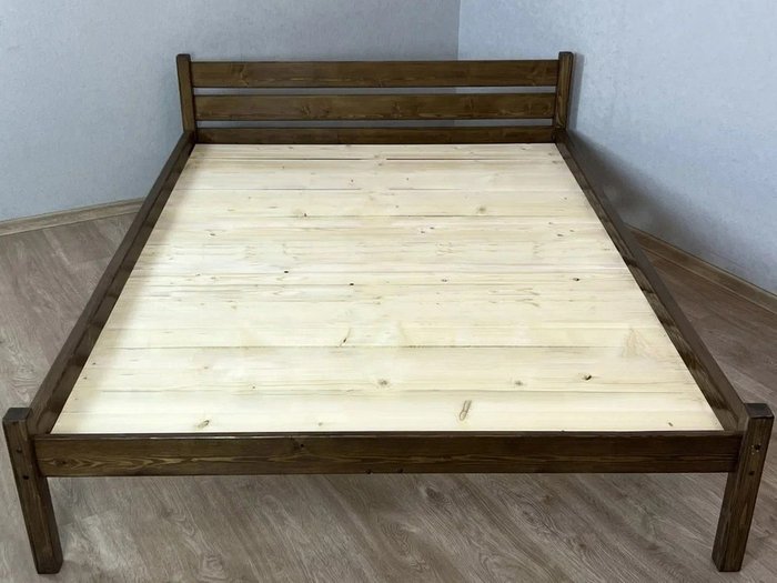 Кровать Классика сосновая сплошное основание 120х200 цвета темный дуб - лучшие Кровати для спальни в INMYROOM