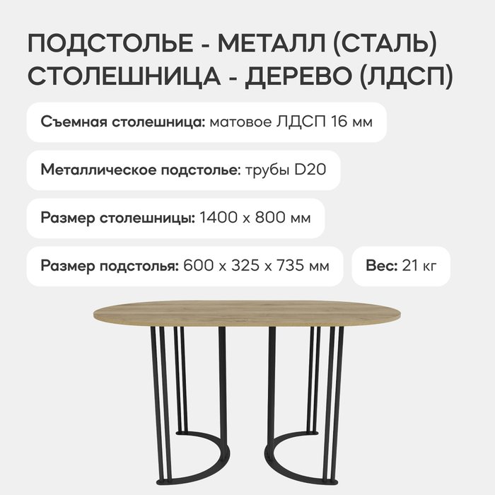 Обеденный стол Violur 140 с металлическим черным подстольем и со столешницей орех - лучшие Обеденные столы в INMYROOM