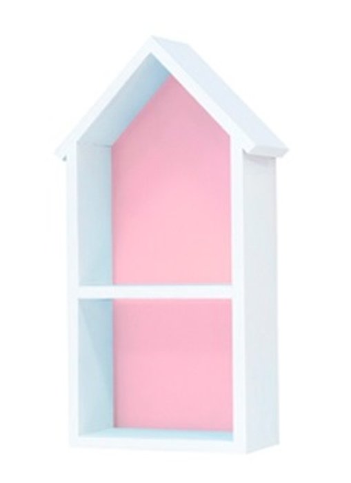 Интерьерная полочка-домик М розовая 