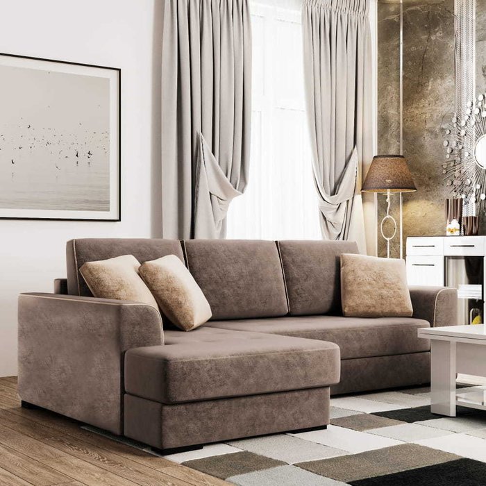 Угловой диван-кровать Монтана коричневого цвета - купить Угловые диваны по цене 138267.0