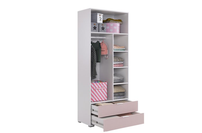 Распашной детский шкаф Зефир бело-розового цвета - лучшие Шкафы распашные в INMYROOM