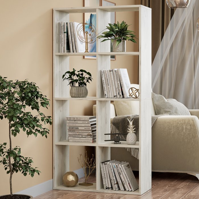 Стеллаж Quattro цвета дуб крафт белый - лучшие Стеллажи в INMYROOM