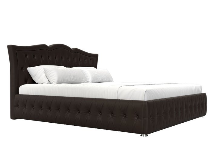 Кровать Герда 200х200 темно-коричневого цвета с подъемным механизмом (экокожа) - лучшие Кровати для спальни в INMYROOM