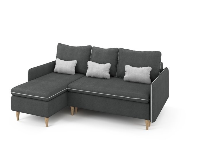 Угловой раскладной диван Ron левый темно-серого цвета - лучшие Угловые диваны в INMYROOM