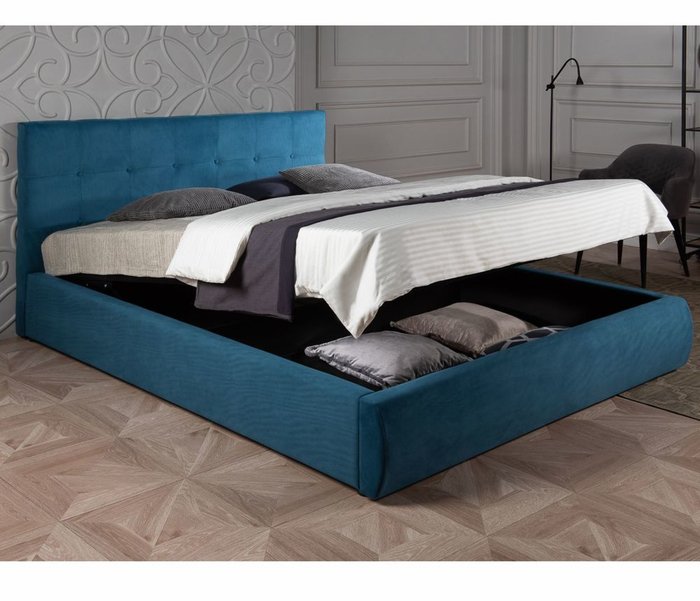 Комплект для сна Selesta 160х200 синего цвета с подъемным механизмом и матрасом - купить Кровати для спальни по цене 41500.0
