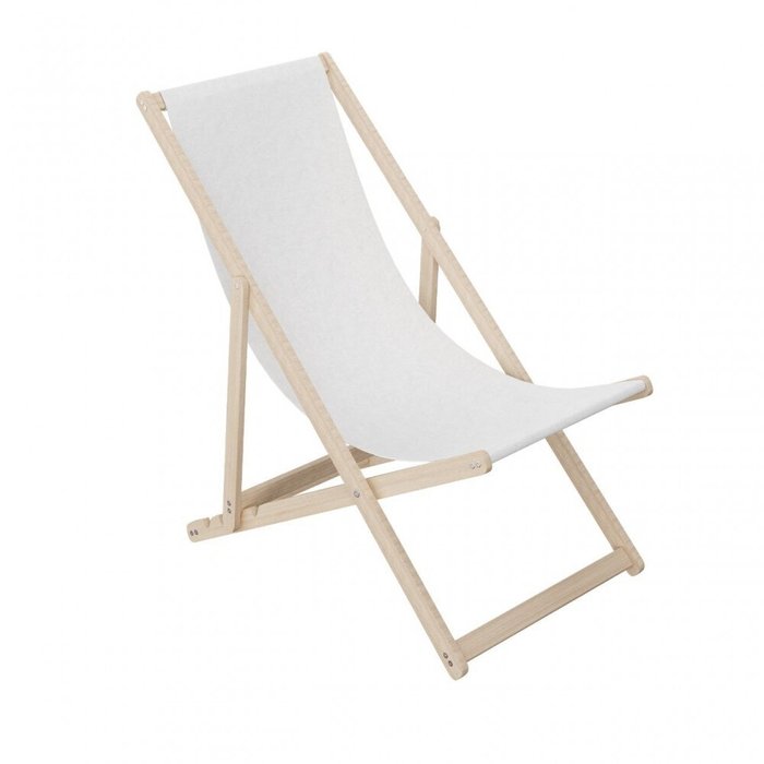 Кресло-шезлонг белого цвета с основанием из массива березы