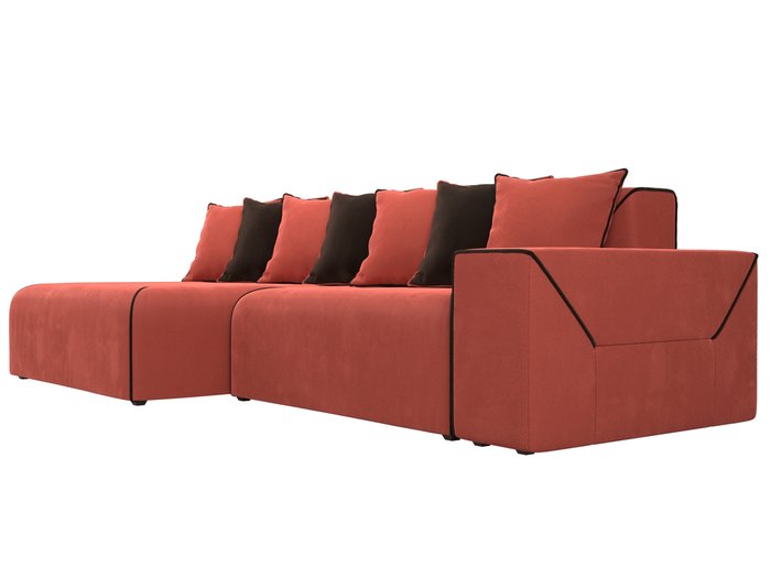 Угловой диван-кровать Кёльн кораллового цвета левый угол - лучшие Угловые диваны в INMYROOM