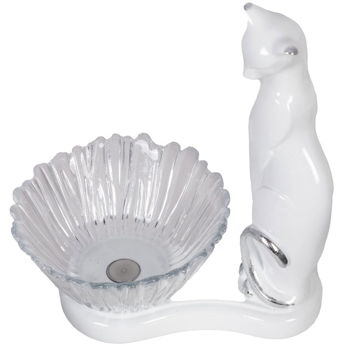 Фруктовница-конфетница Кошка белого цвета - купить Тарелки по цене 4955.0