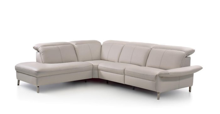 Угловой кожаный диван Juno кремового цвета