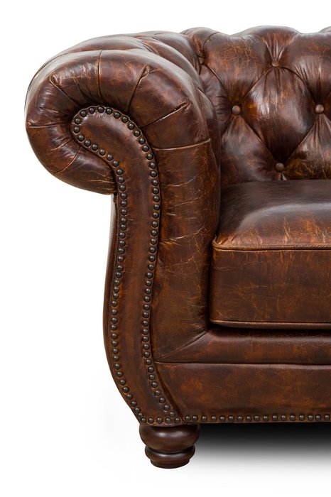 Кожаный диван честерфилд - купить Прямые диваны по цене 110000.0