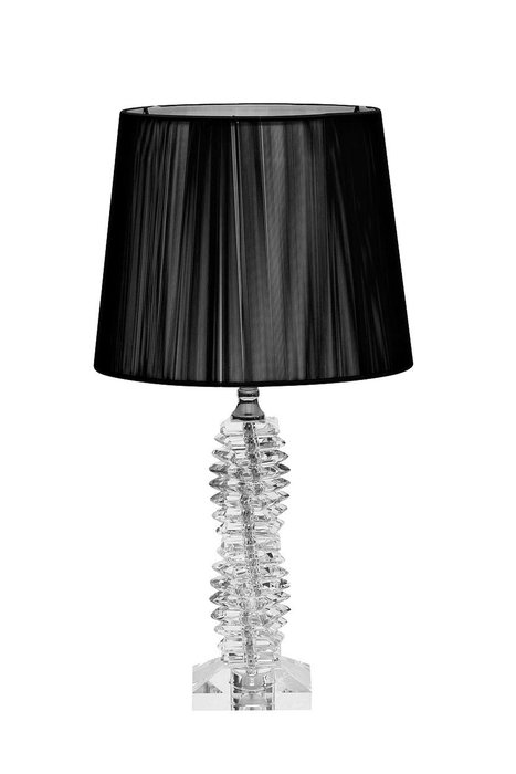 Настольная стеклянная лампа с черным абажуром