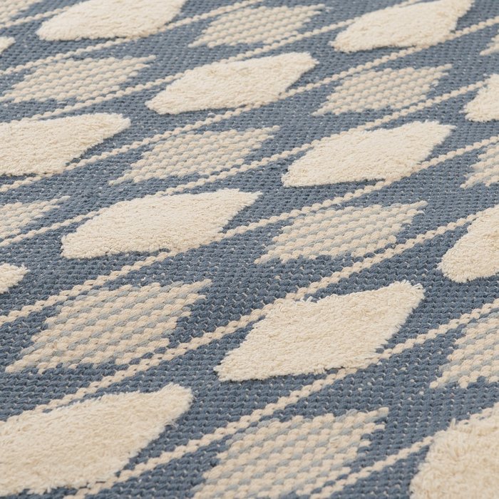 Ковер из хлопка Argyle 160х230 бежево-синего цвета - лучшие Ковры в INMYROOM