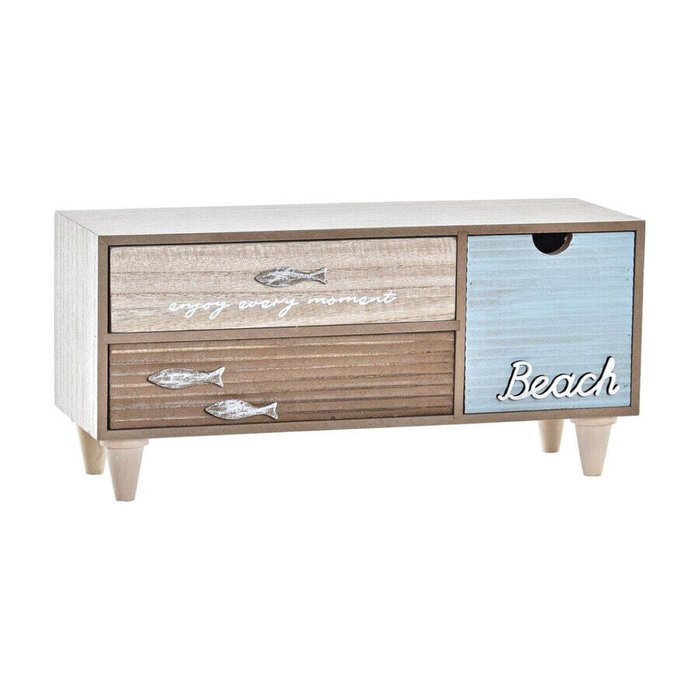 Шкатулки Шкатулка DKD Home Decor Коричневый бирюзовый Деревянный 34 x 13 x 16 cm