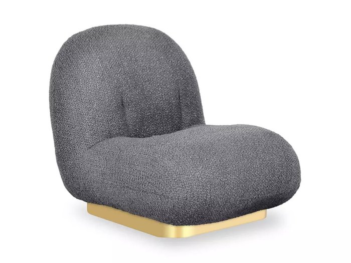 Кресло Pacha Wood серого цвета с золотым основанием
