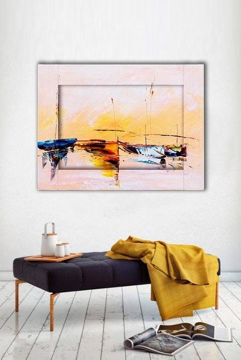 Картина с арт рамой Лодки 70х90  - купить Картины по цене 10990.0